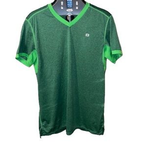 Layer 8 Vintage Medium Top Men's Green  Activewear Short Sleeve V Neck Pullover